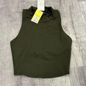 All in Motion Womens XS Olive Green Light Support High Neck Crop Top NWT